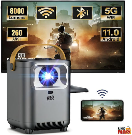 Linomag Mini Proiector DLP HD cu Wi-Fi și Difuzoare Incorporate Gri