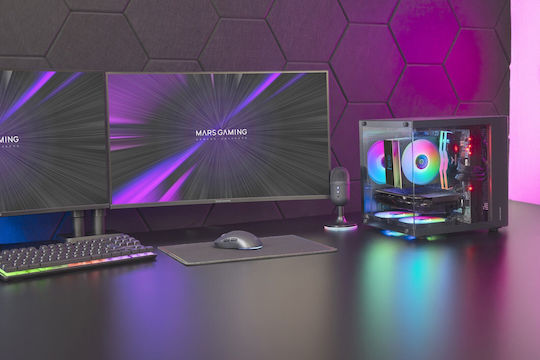 Mars Gaming MC-CUBE Gaming Midi-Turm Computergehäuse mit Seitenfenster und RGB-Beleuchtung Schwarz