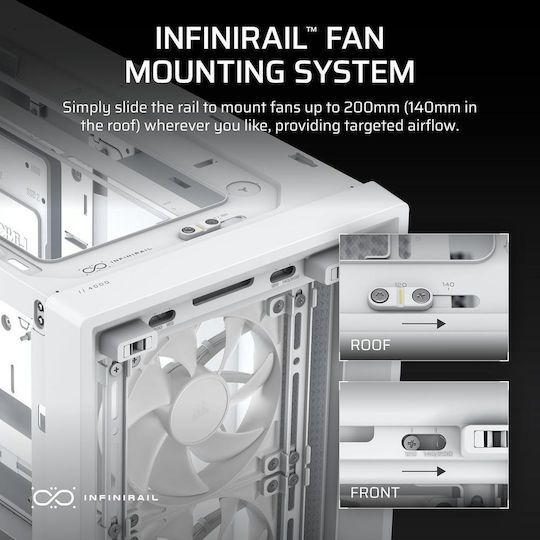 Corsair Frame 4000X RS Gaming Midi Tower Computer Case with Side Window and ARGB Lighting White