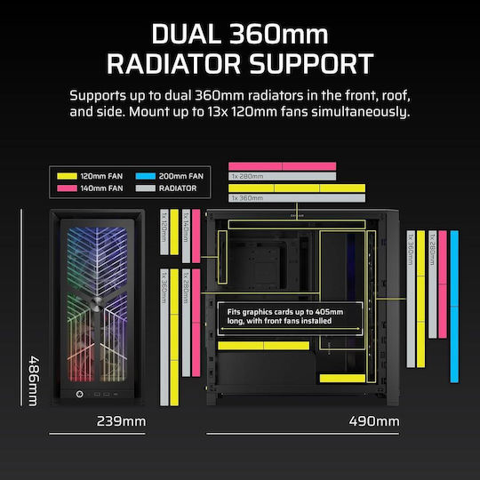 Corsair FRAME 4000X RS Gaming Middle Tower Carcasă PC cu Fereastră Laterală Neagră