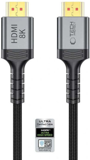 Tech-Protect Ultraboost HDMI 2.1 Ultra High Speed 48Gbps 4K 120Hz HDR VRR Cable HDMI male - HDMI male 3m Black