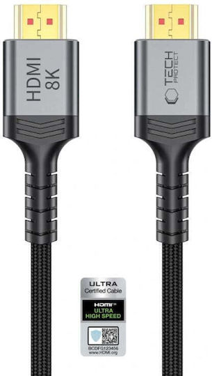 Tech-Protect HDMI 2.1 Ultra High Speed 48Gbps 4K 120Hz HDR VRR Cable HDMI Male - HDMI Male 2m Black