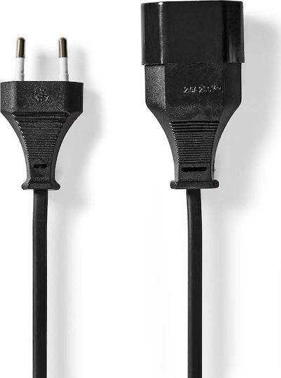 Nedis Power Cable Adapters Euro Plug Euro Socket Straight-straight Two-wire Black Bulk 2m