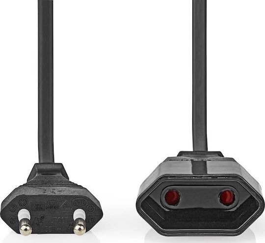 Nedis Power Cable Adapters Euro Plug Euro Socket Straight-straight Two-wire Black Bulk 2m
