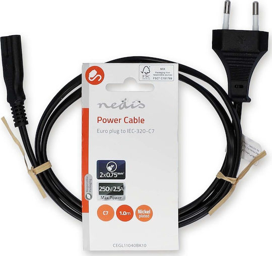 Nedis Power Cable Adapters Euro Plug Iec-320-c7 Connector Straight-straight Two-wire White Bulk 5m