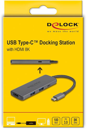 DeLock USB-C Dockingstation mit HDMI 4K Grau (87804)