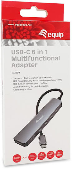 Equip USB-C Docking Station mit 4K PD Ethernet Gray (133499)