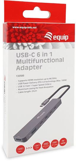 Equip USB-C Docking Station mit HDMI 4K PD Gray (133500)