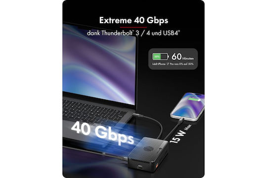 Icy Box USB-C Docking Station with HDMI 4K PD and 2 Monitor Connection Black (IB-RD2818DK-40G)