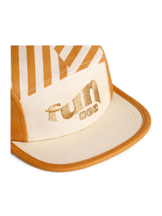 Kids' Hat Jockey Fabric Sunscreen Beige KE1SANDSTRIPE R4SUNSANDSTRIPE