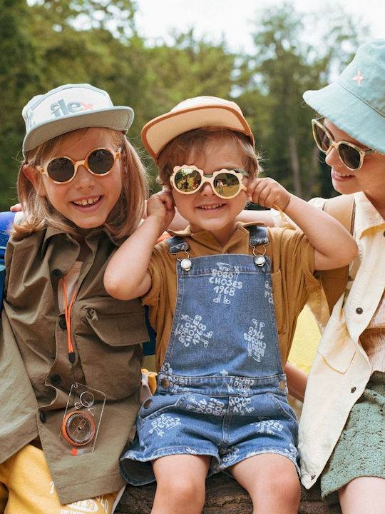 Kids' Hat Jockey Fabric Sunscreen Beige KE1SANDSTRIPE R4SUNSANDSTRIPE