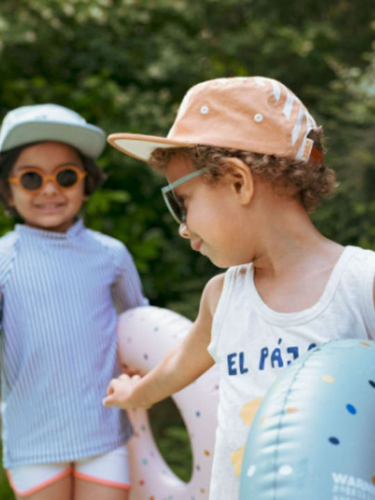 Kids' Hat Jockey Fabric Sunscreen Beige KE1SANDSTRIPE R4SUNSANDSTRIPE