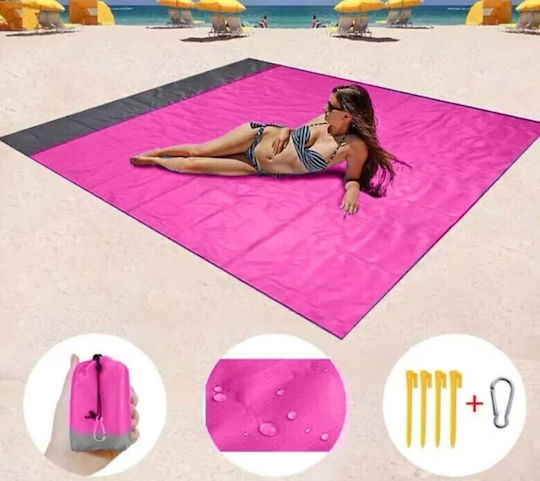 Roza Strandmatte 200x210cm Wasserdicht & Picknick Rosa Transporttasche Sandfest