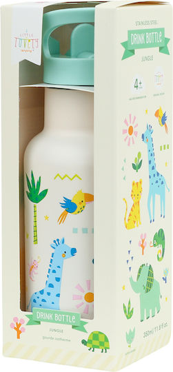 A Little Lovely Company Kids Thermos Water Bottle Stainless Steel with Straw Silver 350ml