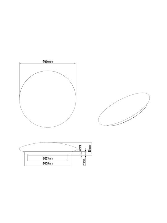 Trio Lighting Ceiling Mount Light Bathroom 37cm White with Integrated LED