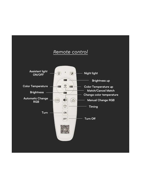 V-TAC Ceiling Mount Light 52cm White with Integrated LED and Remote Control