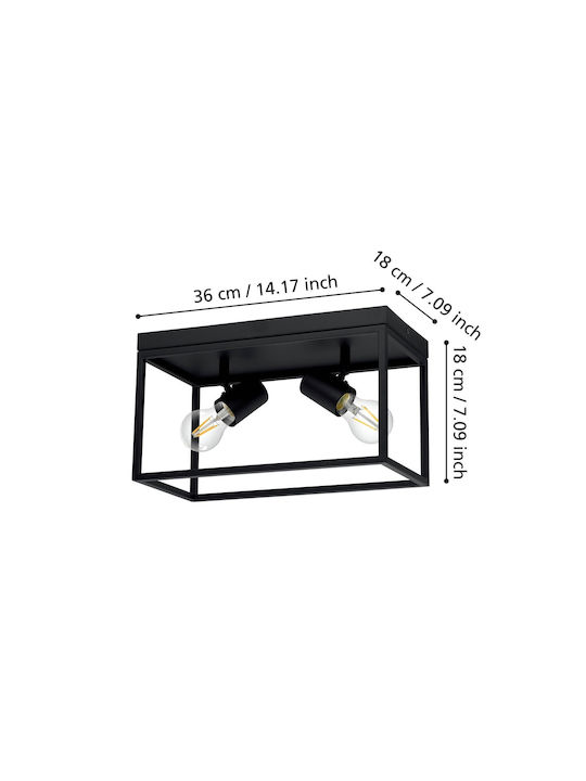 Eglo Silentina Ceiling Mount Light 36cm Black with Socket E27