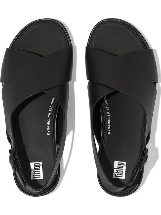 Gracie Leder Flache Damen Sandalen Schwarz