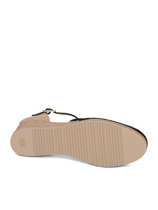 Ceuta Damenplattformen in Stil Espadrilles Schwarz