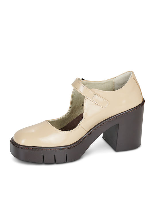 Beigen Pumps 1984 Nappa Shinny Champagner