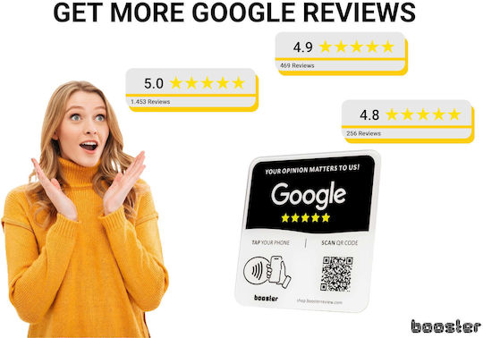 Tap Google Review Plate Tap Instant Reviews Compatible All Phones Reusable Smart Tap Nfc & Qr 12 X 12 Cm Mount Anywhere 3m Adhesive 5-pack