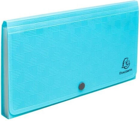 Accordion File Folder Exacompta 26x14cm 7 Positions Button Cyan 55399e