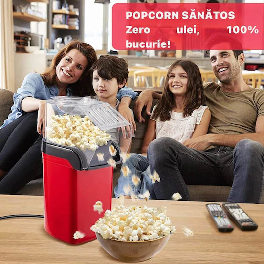 Digikalax Mașină De Popcorn Cu Aer Cald Fără Ulei Preparare În 3 Minute 1200w Recipient Dispenser Boabe Roșu