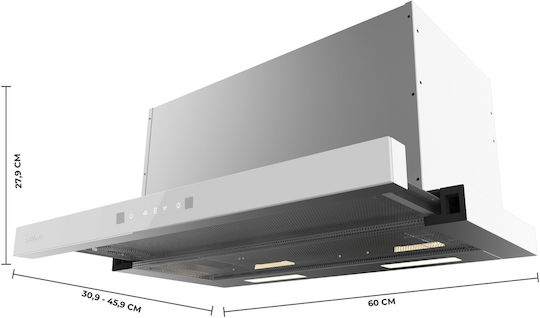 Cecotec Bolero Flux TLT 605501 Einziehbare Abzugshaube 60cm Weiße