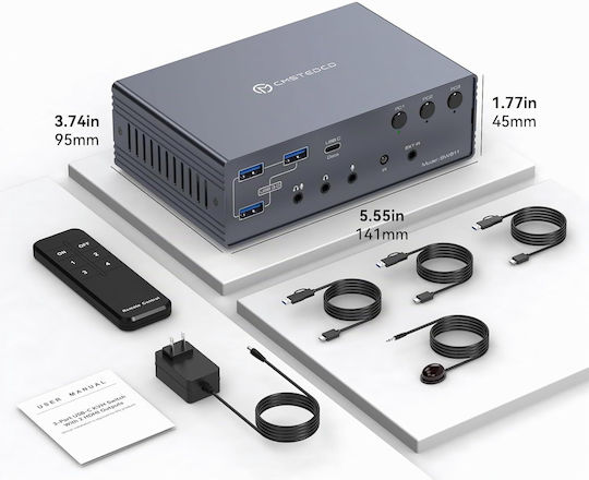 B0FV8PZDV3 KVM & Datenumschalter mit USB-C / HDMI / USB / USB 3.0 / Ethernet / Audio