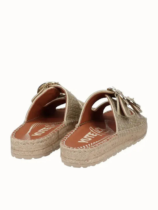 Leather Women's Anatomic Flatforms Gold Sandals