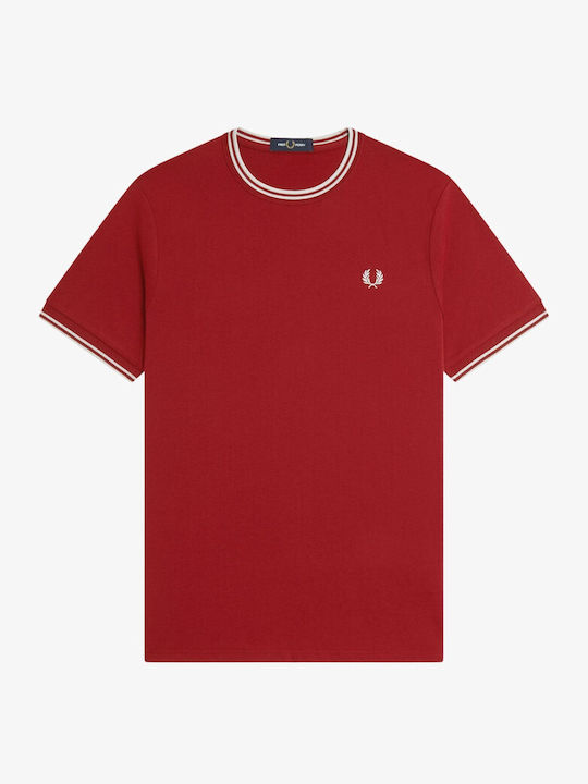 T-shirt с двойни кантове Burnt Red / Snow White