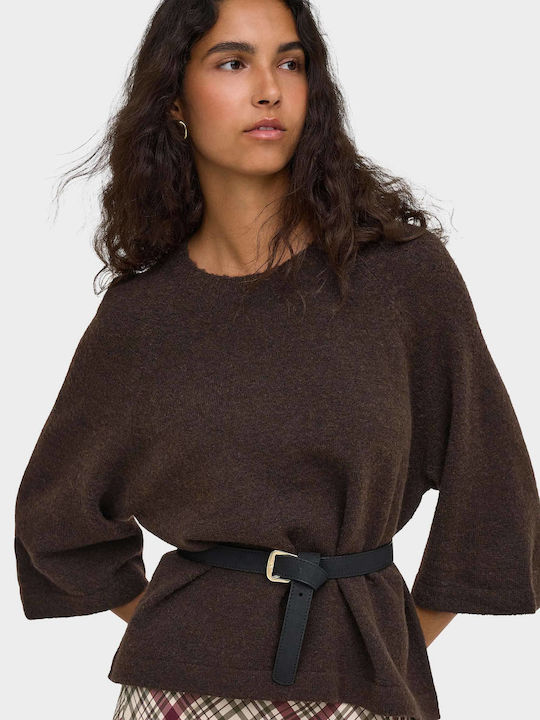Damen Pullover mit 3/4 Ärmel Braun