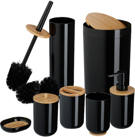 Relaxdays Set de accesorii pentru baie din plastic 7 bucăți Relaxdays Set de accesorii pentru baie din plastic 7 bucăți