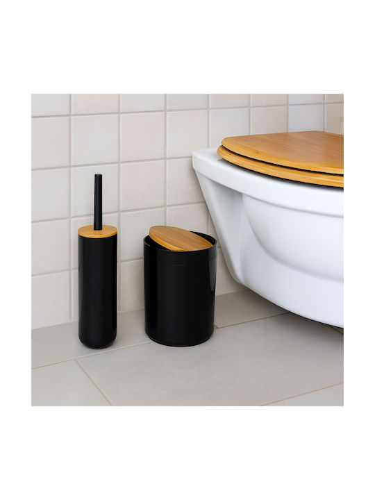 Relaxdays Set de accesorii pentru baie din plastic negru 7 bucăți