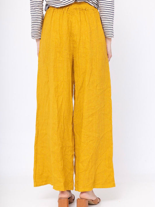 Women's Pantaloons with Rubber Band in Loose Fit Yellow