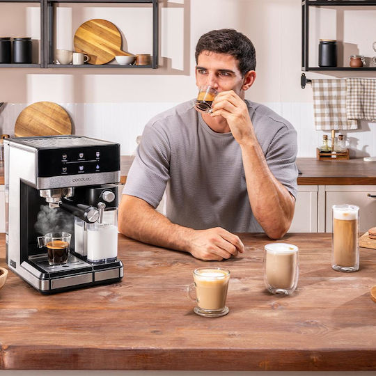 Cecotec Power Espresso 20 Touch & Cream Μηχανή Espresso 1350W Πίεσης 20bar για Cappuccino Μαύρη 111060