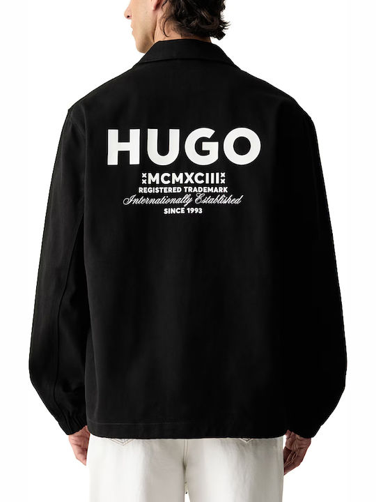 Hugo Cotton Overshirt White-Black