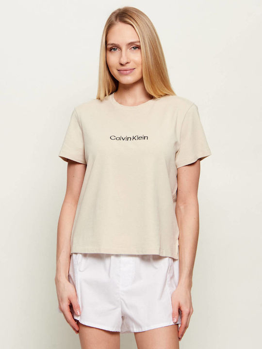 Calvin Klein Καλοκαιρινό Γυναικείο Σετ Πιτζάμας Μπεζ Calvin Klein Καλοκαιρινό Γυναικείο Σετ Πιτζάμας Μπεζ