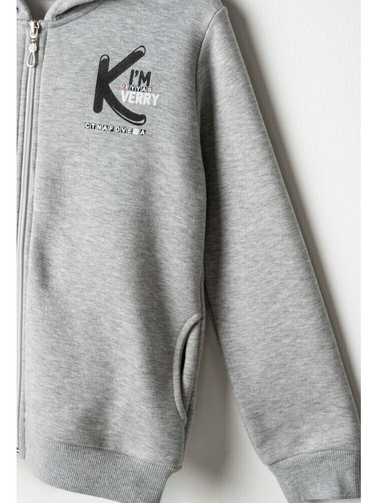 Kids Sweatshirt Cardigan with Hood and Pockets Grey