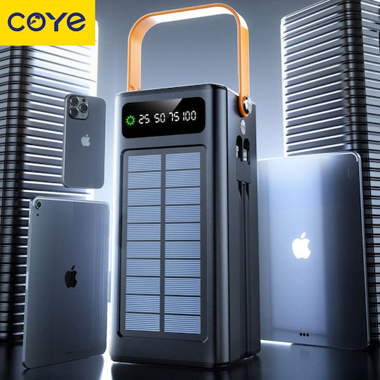 Coye CB-18 Solar Power Bank 50000mAh 22.5W mit 4 USB-A Ausgangsanschlüsse und USB-C Ausgangsanschlusses Schwarze