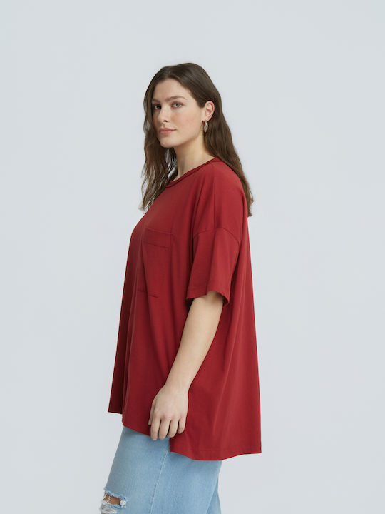 Bluza Damă Oversized Tricou Burgundy 0039.1557.NETTO-bordeaux