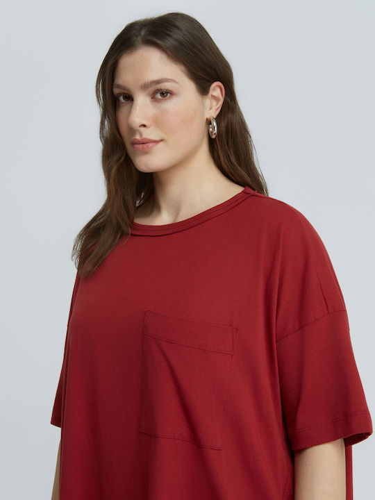 Bluza Damă Oversized Tricou Burgundy 0039.1557.NETTO-bordeaux