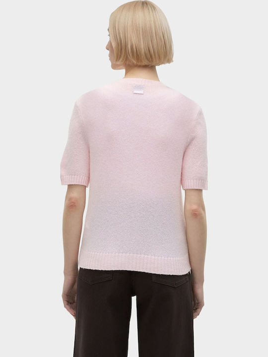 Short Women's Knitted Cardigan In Pink Colour