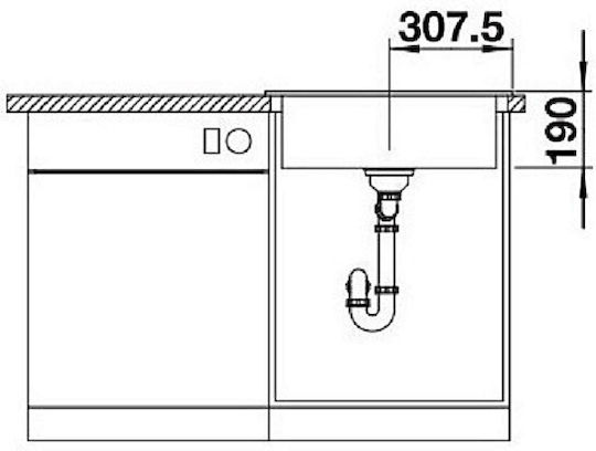 Blanco 524738 Chiuvetă De Bucătărie Sub Masă Din Granit Lichid L61.5xLățime51cm Neagră