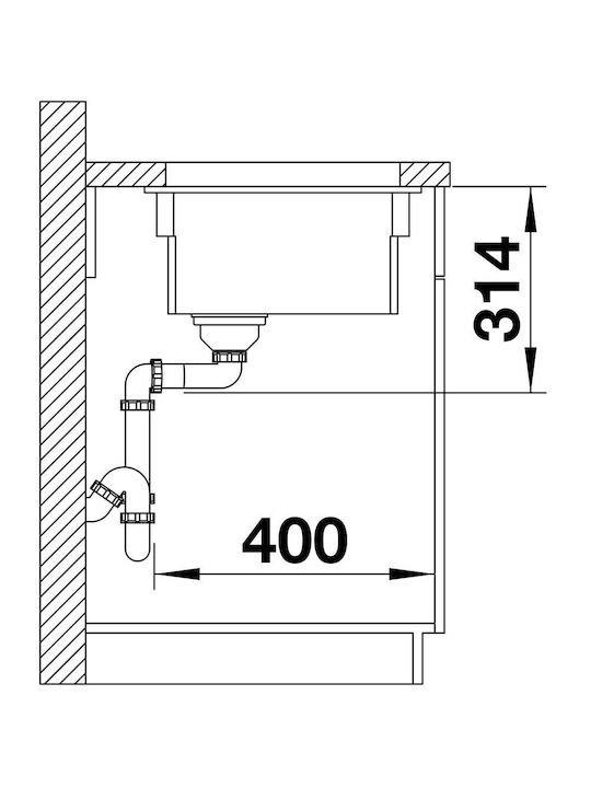 Blanco 500-u Unterbau Küchenspüle Inox M54xB45.6cm Graue