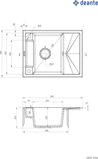 Deante ZRM S11A Вграден от Течен Гранит М64xШ50cm Сив Deante ZRM S11A Вграден от Течен Гранит М64xШ50cm Сив