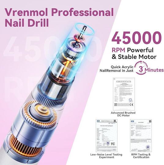 Battery Nail Drill with 45000 Rounds per Minute