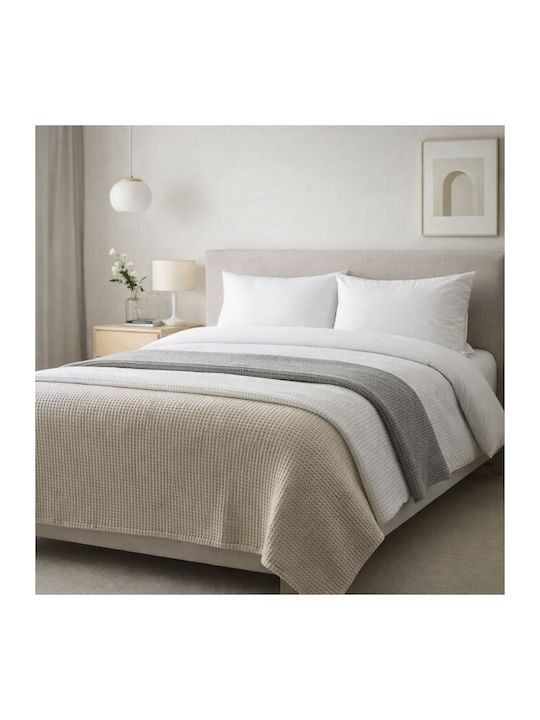 Adam Home Κουβέρτα Πικέ Μονή 165x240εκ. Cappuccino