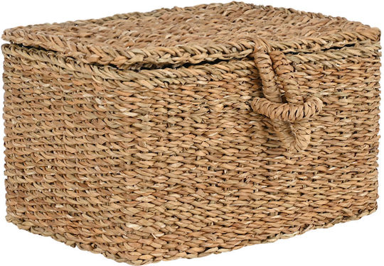 Estia Nerina Storage Basket Wicker with Lid Beige 30x20x15cm