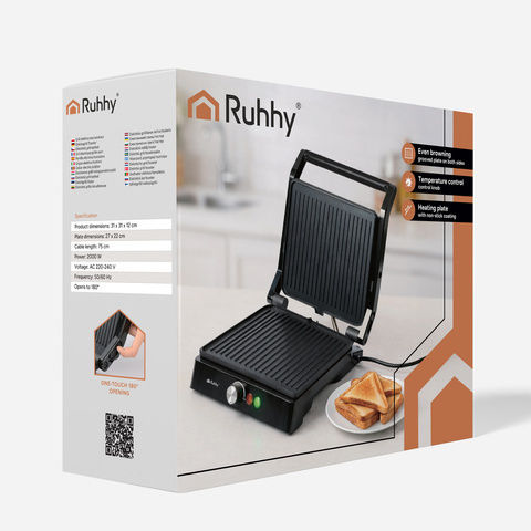 Ruhhy Сандвич мейкър за 2 тоста 2000W Черен